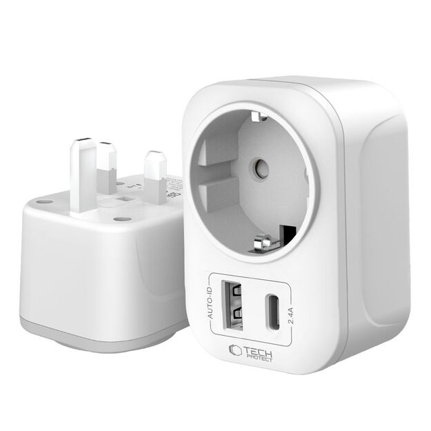 Tech-Protect TA100 UK Adapter - White 2