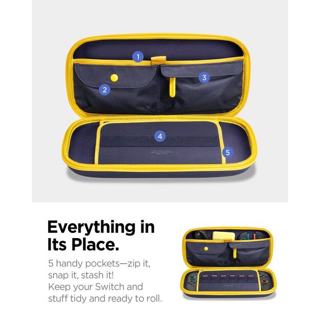 Spigen Nano Pop Pro Pouch for Nintendo Switch 2 - Navy Blue and Yellow 3