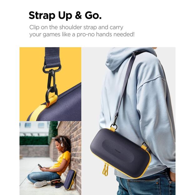 Spigen Nano Pop Pro Pouch for Nintendo Switch 2 - Navy Blue and Yellow 4