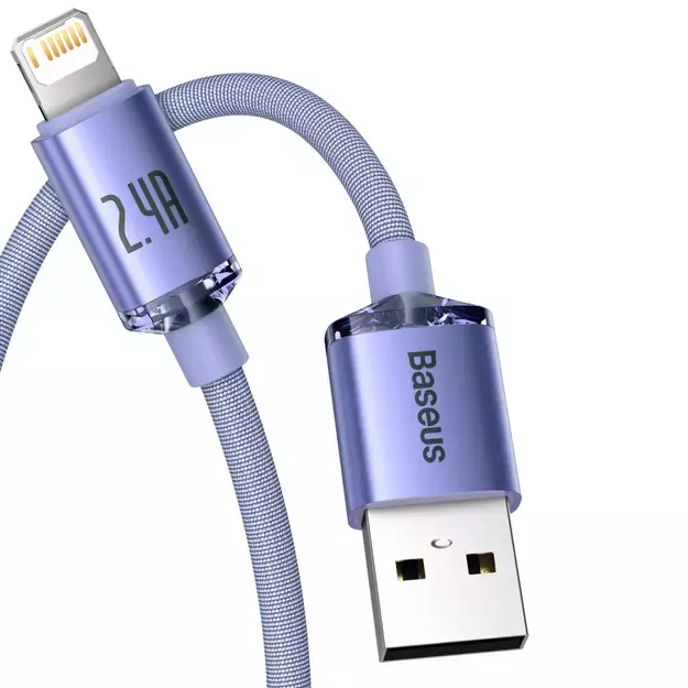 Baseus Crystal Shine Series cable USB cable for fast charging and data transfer USB Type A - Lightning 2.4A 1.2m purple (CAJY000005) 9