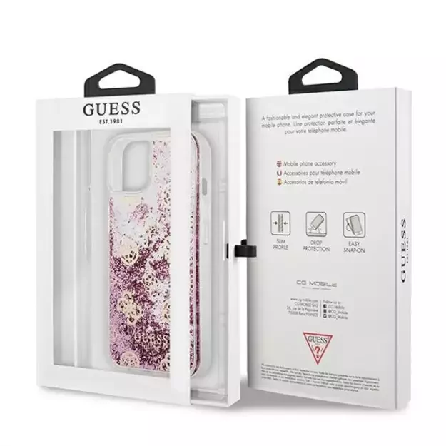 Guess GUHCP13SLGPEPI iPhone 13 mini 5.4&quot  pink/pink hardcase Peony Liquid Glitter 14