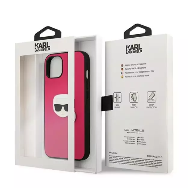 Karl Lagerfeld KLHCP13SPKMP iPhone 13 mini 5,4  różowy/pink hardcase Leather Ikonik Karl`s Head Metal 14