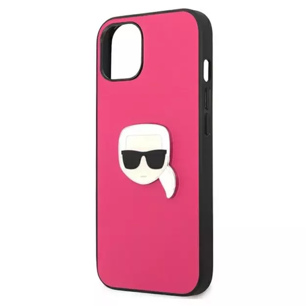 Karl Lagerfeld KLHCP13SPKMP iPhone 13 mini 5,4  różowy/pink hardcase Leather Ikonik Karl`s Head Metal 12