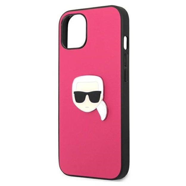 Karl Lagerfeld KLHCP13SPKMP iPhone 13 mini 5,4  różowy/pink hardcase Leather Ikonik Karl`s Head Metal 5