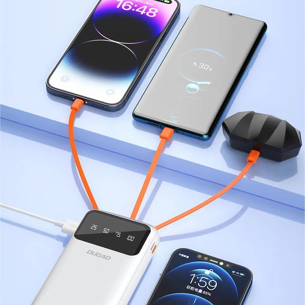 Dudao capacious powerbank with 3 built-in cables 20000mAh USB Type C + micro USB + Lightning white (Dudao K6Pro +) 1