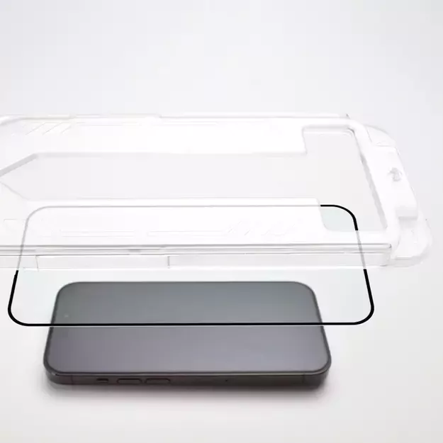 9H tempered glass with mounting frame for iPhone 15 Pro Wozinsky Premium Glass - black 6