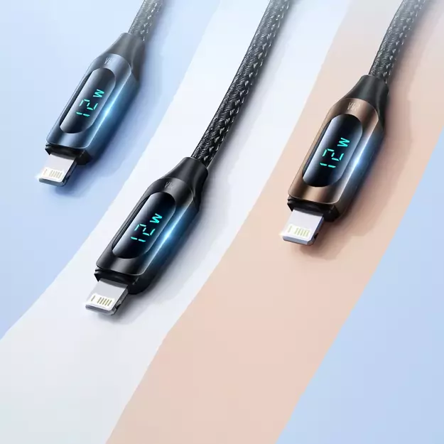 USB-A Cable - Lightning Wozinsky WUALC2 with LED Display 2.4A 2m - Black 5