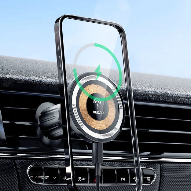 Magnetic holder with MagSafe inductive charger for cockpit/air vent 15W Dudao F12MAX+ - black 3