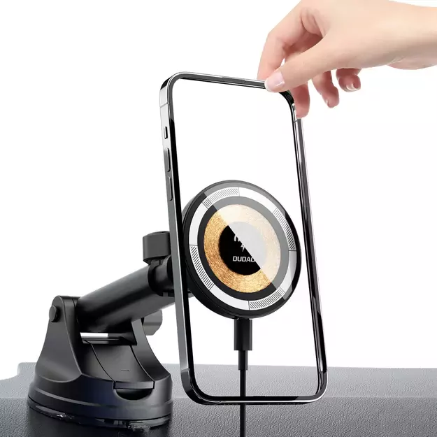 Magnetic holder with MagSafe inductive charger for cockpit/air vent 15W Dudao F12MAX+ - black 5