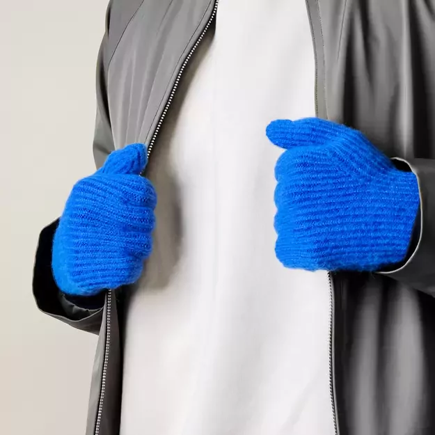 Braided telephone gloves with cutouts for fingers - blue 9