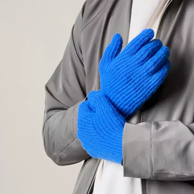 Braided telephone gloves with cutouts for fingers - blue 8