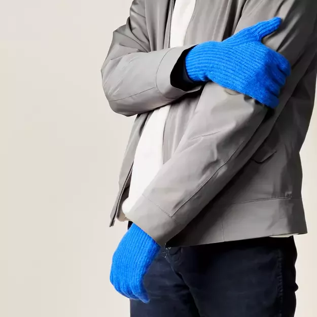 Braided telephone gloves with cutouts for fingers - blue 10
