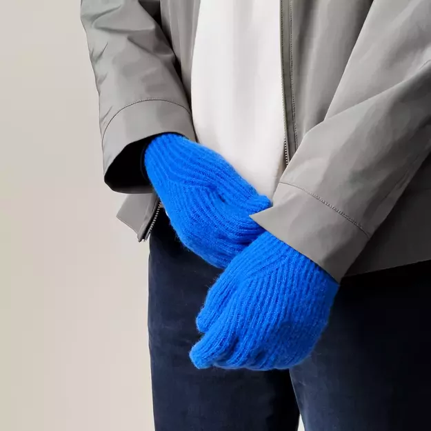Braided telephone gloves with cutouts for fingers - blue 7