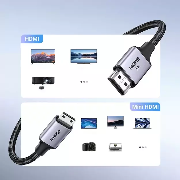Ugreen HD163 15515 mini HDMI / HDMI 2.1 8K cable 2m - gray 4