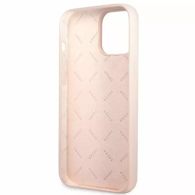 Guess GUHCP13XLSLMGLP iPhone 13 Pro Max 6.7  light pink/light pink hardcase Silicone Script Gold Logo 7
