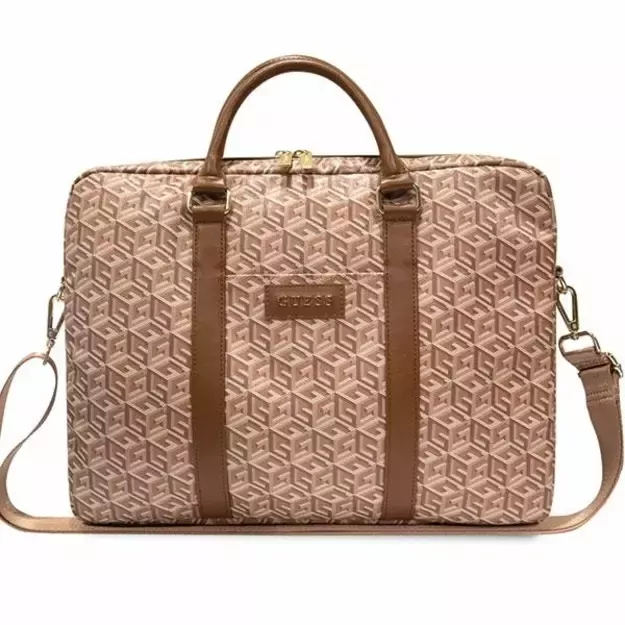 Guess GCube Stripes bag for a 16&quot  laptop - brown