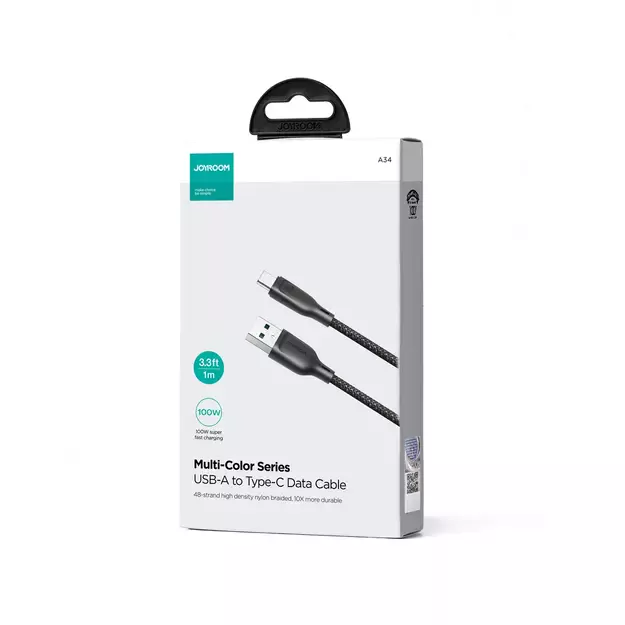 Joyroom Multi-Color Series S-A34 USB-A / USB-C cable 100W 1m - black 1