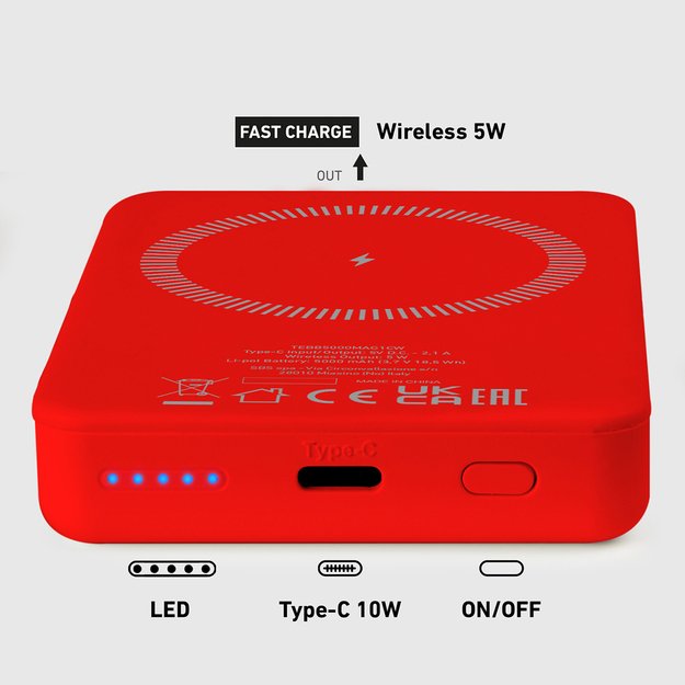 Powerbank SBS TEBB5000MAG1CR 5000 mAh compatible with MagSafe - red 8