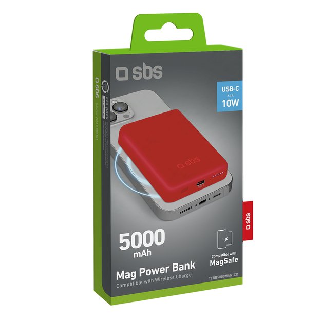 Powerbank SBS TEBB5000MAG1CR 5000 mAh compatible with MagSafe - red 1