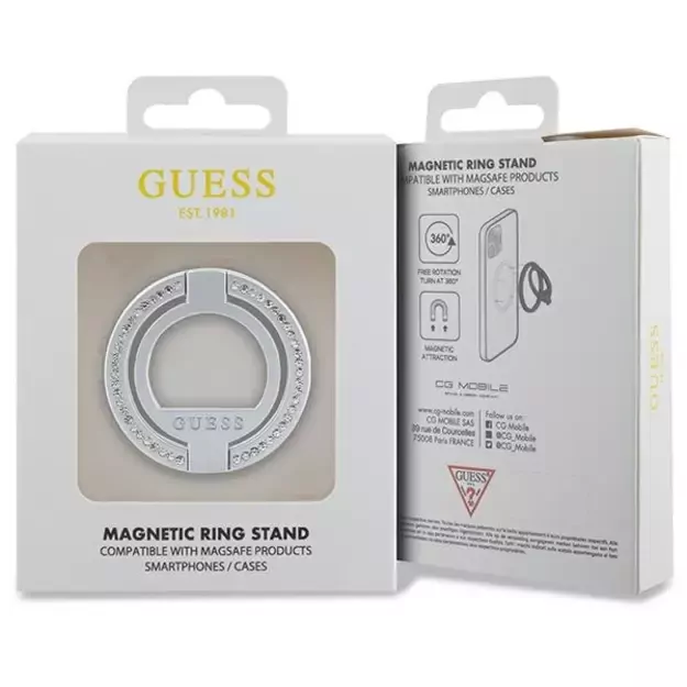 Guess MagSafe Ring Rhinestone holder - silver 3