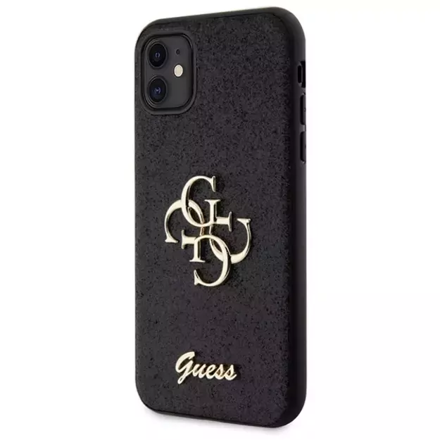 Guess GUHCN61HG4SGK case for iPhone 11 / Xr - black Glitter Script Big 4G 1