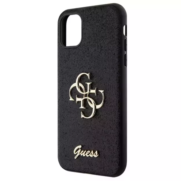 Guess GUHCN61HG4SGK case for iPhone 11 / Xr - black Glitter Script Big 4G 5