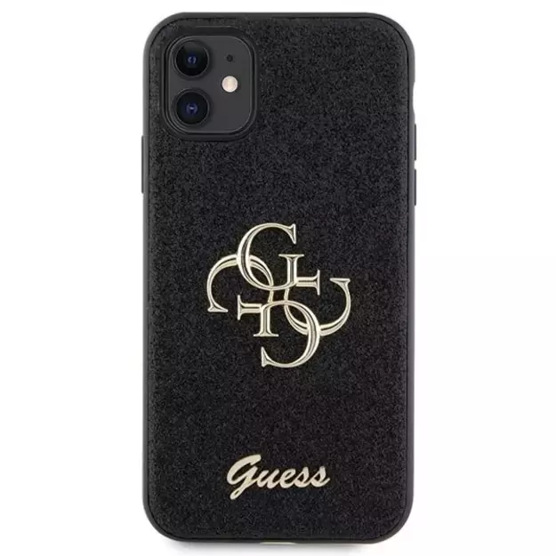 Guess GUHCN61HG4SGK case for iPhone 11 / Xr - black Glitter Script Big 4G 2