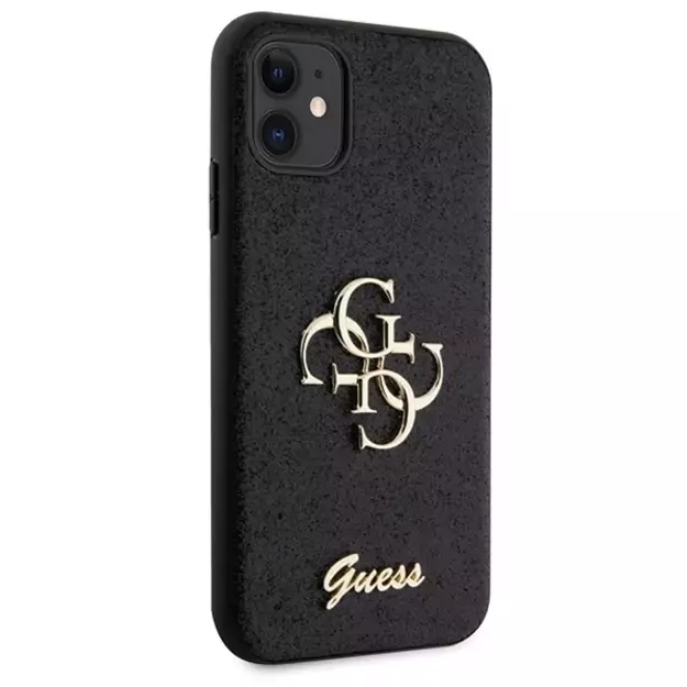 Guess GUHCN61HG4SGK case for iPhone 11 / Xr - black Glitter Script Big 4G 3