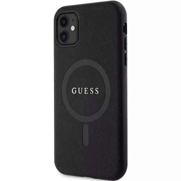 Guess GUHMN61PSAHMCK case for iPhone 11 / Xr - black Saffiano MagSafe 8