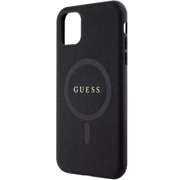 Guess GUHMN61PSAHMCK case for iPhone 11 / Xr - black Saffiano MagSafe 12