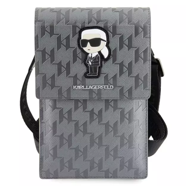 Karl Lagerfeld Bag KLWBSAKHPKG case - silver Saffiano Monogram Ikonik 5