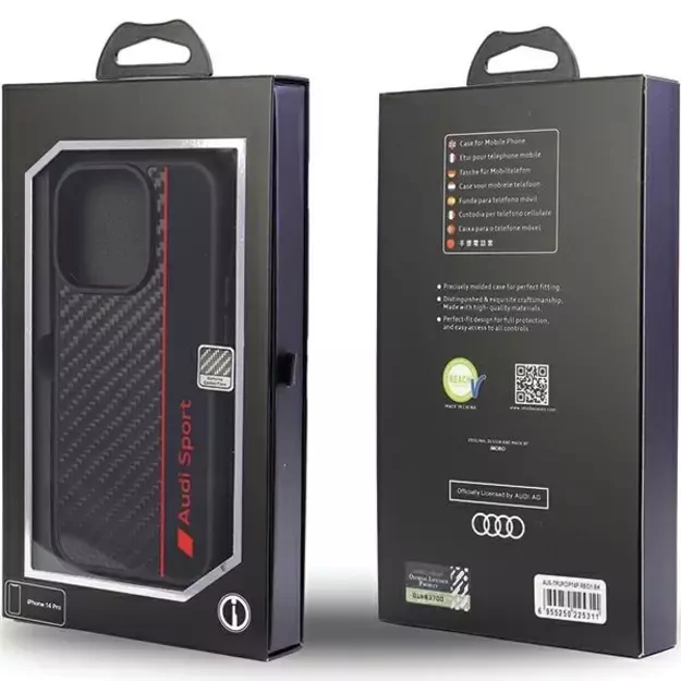 Audi Carbon Fiber Stripe iPhone 13 Pro Max 6.7&quot  black/black hardcase AUS-TPUPCIP13PM-R8/D1-BK 1