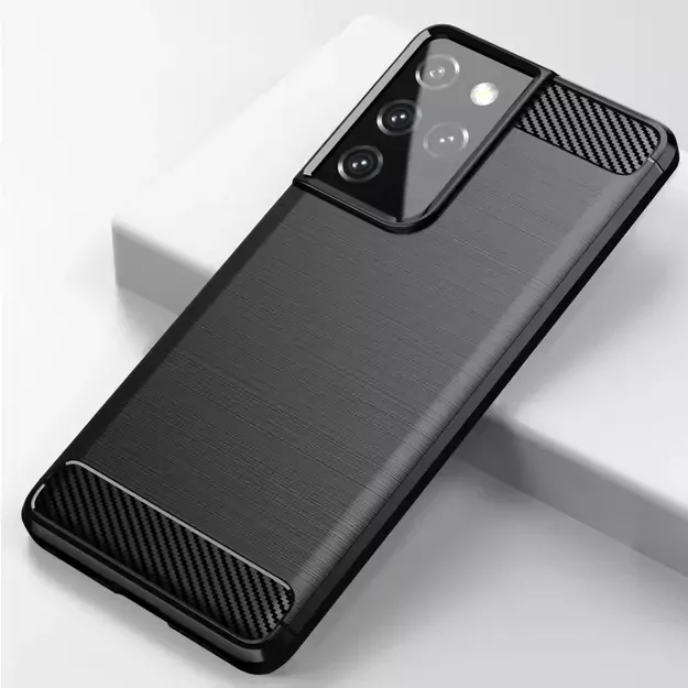 Carbon Case Flexible Cover TPU Case for Samsung Galaxy S21 Ultra 5G black 2