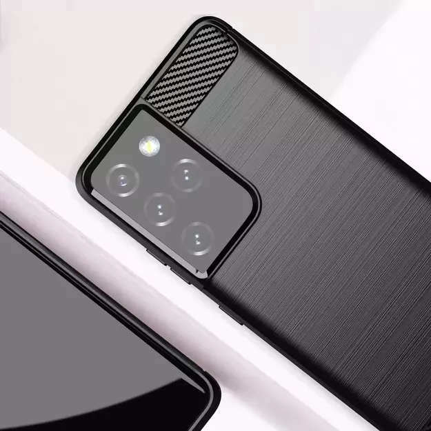 Carbon Case Flexible Cover TPU Case for Samsung Galaxy S21 Ultra 5G black 6