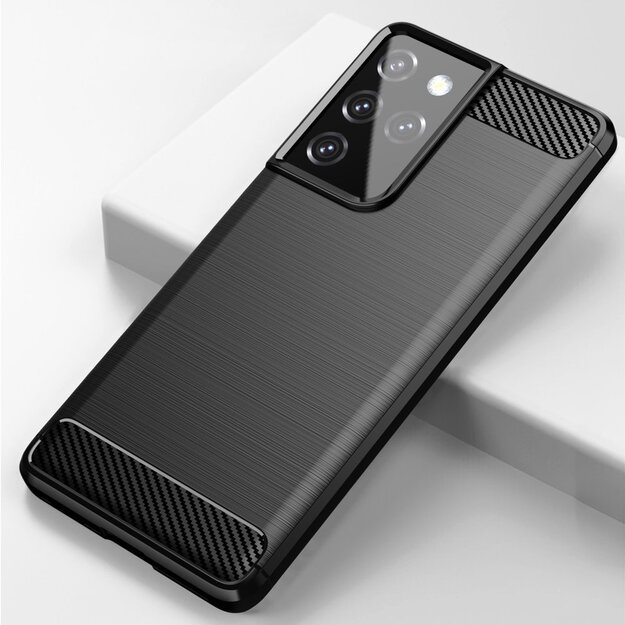 Carbon Case Flexible Cover TPU Case for Samsung Galaxy S21 Ultra 5G black 10