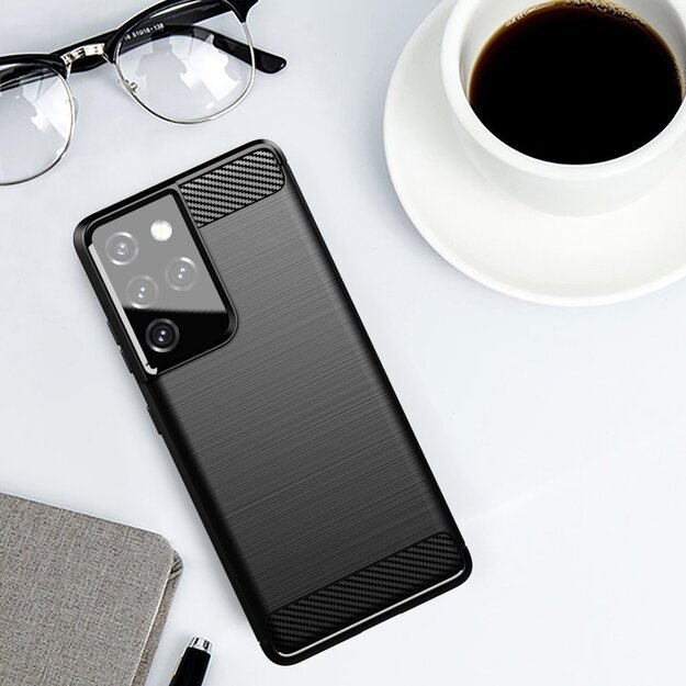 Carbon Case Flexible Cover TPU Case for Samsung Galaxy S21 Ultra 5G black 12