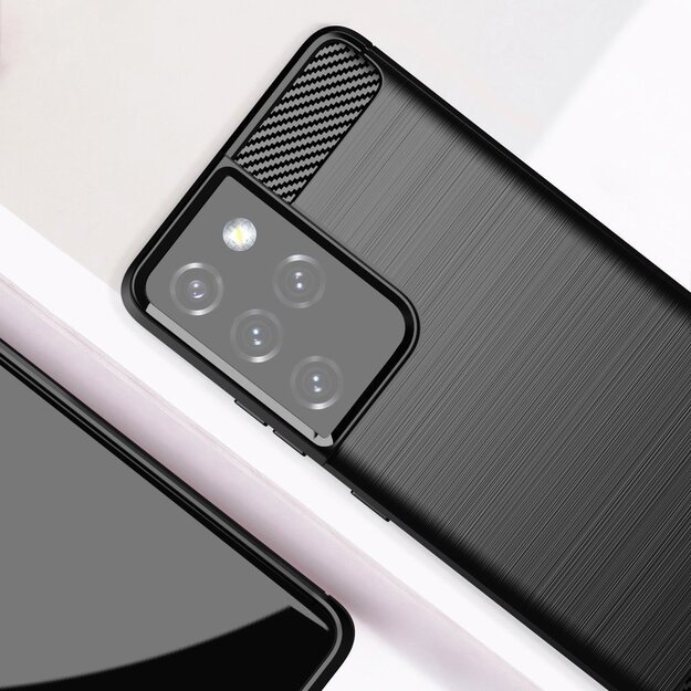 Carbon Case Flexible Cover TPU Case for Samsung Galaxy S21 Ultra 5G black 14
