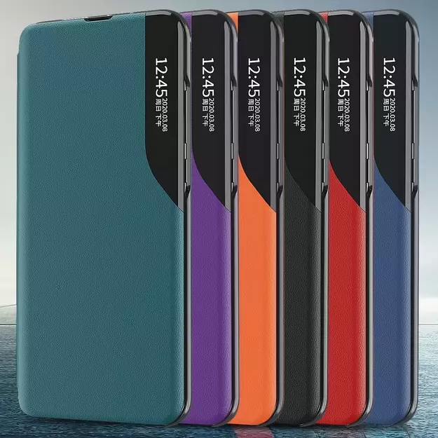 Eco Leather View Case elegant bookcase type case with kickstand for Samsung Galaxy A72 4G red 2