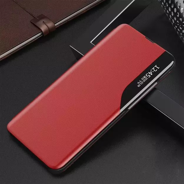 Eco Leather View Case elegant bookcase type case with kickstand for Samsung Galaxy A72 4G red 1