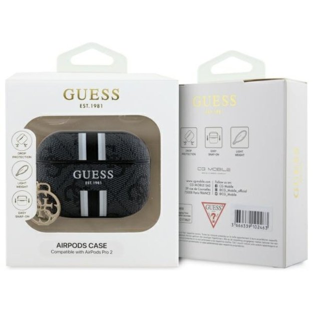 Guess GUAP2P4RPSK AirPods Pro 2 (2022/2023) cover black/black 4G Printed Stripes Charm 3