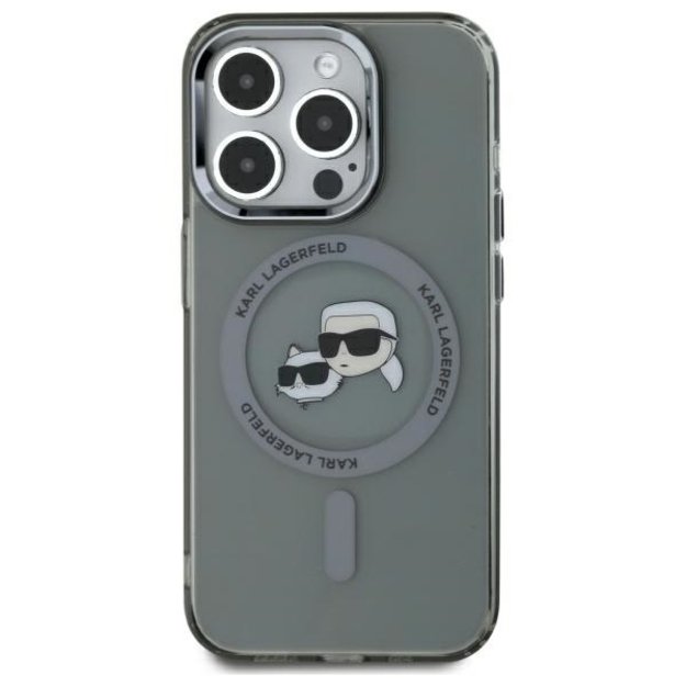 Karl Lagerfeld KLHMP15LHLSKCK iPhone 15 Pro 6.1&quot  black/black hardcase IML Metal Karl&amp Choupette Head MagSafe 1