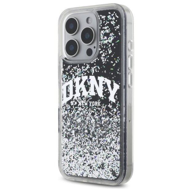 DKNY DKHCP16LLBNAEK iPhone 16 Pro 6.3&quot  black/black hardcase Liquid Glitter Arch Logo 1