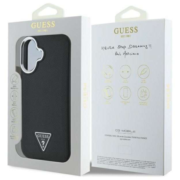Guess GUHMP16MPGTSPSK iPhone 16 Plus 6.7&quot  black/black hardcase Grained Triangle MagSafe 4