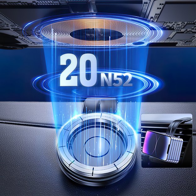 Wozinsky WCZ2Y2S Magnetic Car Holder with 15W MagSafe Inductive Charger for Car Cockpit - Black 2