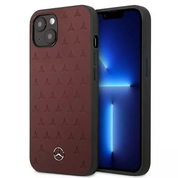 Mercedes MEHCP13SPSQRE iPhone 13 mini 5,4  czerwony/red hardcase Leather Stars Pattern