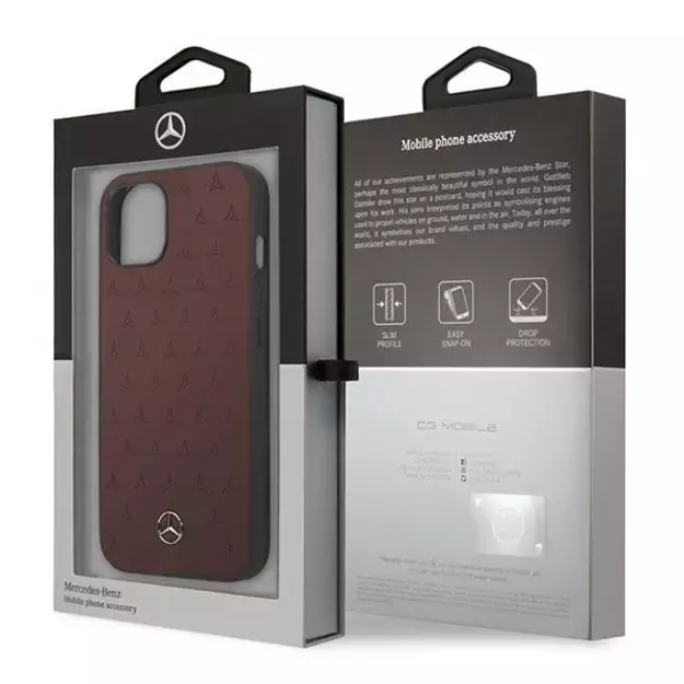 Mercedes MEHCP13SPSQRE iPhone 13 mini 5,4  czerwony/red hardcase Leather Stars Pattern 5