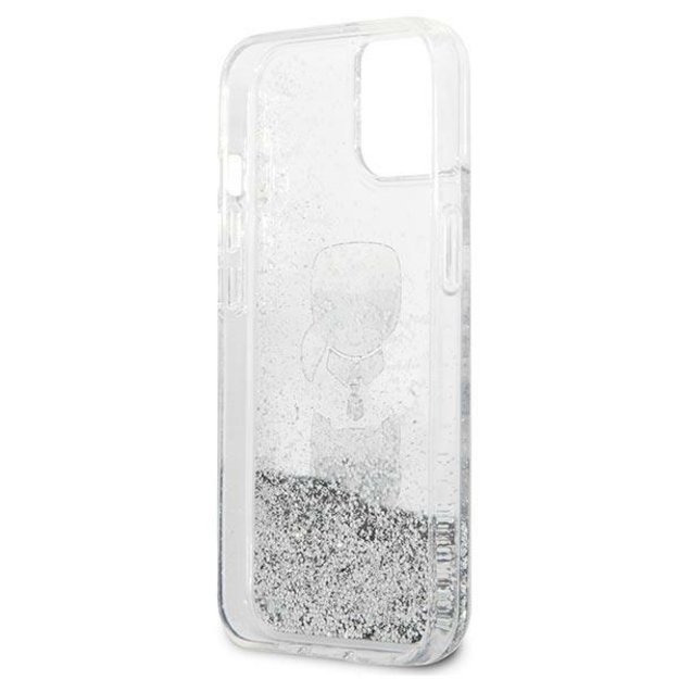 Karl Lagerfeld KLHCP13SKICGLS iPhone 13 mini 5,4  srebrny/silver hardcase Liquid Glitter Karl&Choupette Head 6