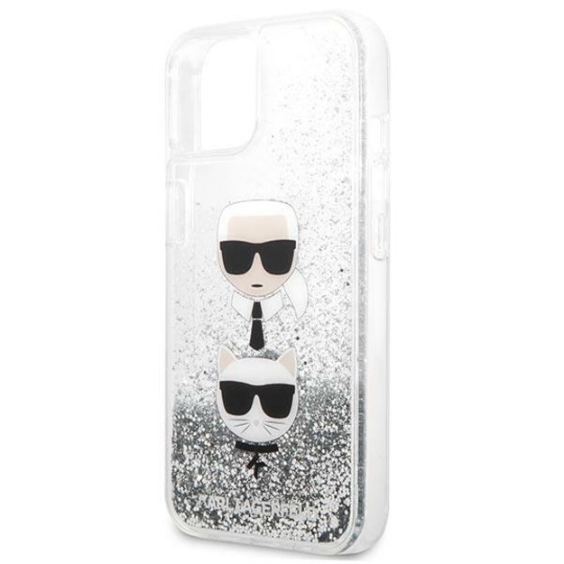 Karl Lagerfeld KLHCP13SKICGLS iPhone 13 mini 5,4  srebrny/silver hardcase Liquid Glitter Karl&Choupette Head 5