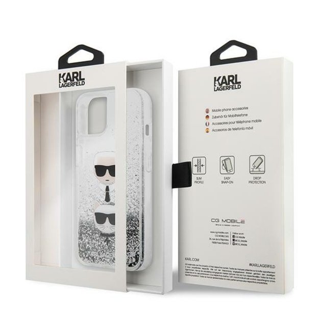Karl Lagerfeld KLHCP13SKICGLS iPhone 13 mini 5,4  srebrny/silver hardcase Liquid Glitter Karl&Choupette Head 7