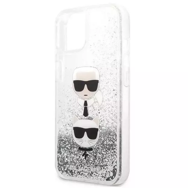 Karl Lagerfeld KLHCP13SKICGLS iPhone 13 mini 5,4  srebrny/silver hardcase Liquid Glitter Karl&Choupette Head 12